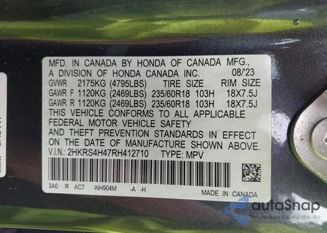 2024 Honda Cr-V Ex from USA, damaged, VIN 2HKRS4H47RH412710